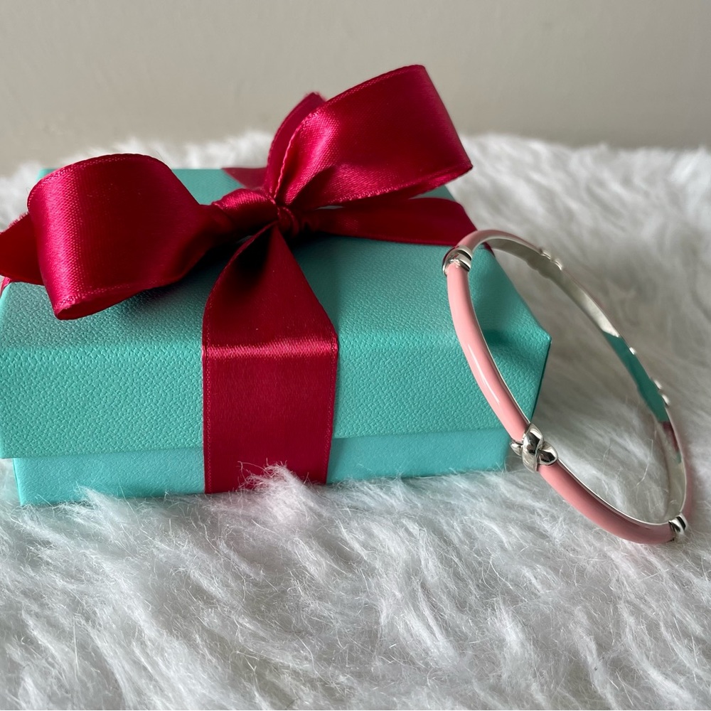 Tiffany and Co. Signature Pink Enamel X Bangle